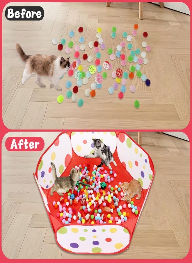Foxtell Cat Ball Pit Include 229 PCS Interactive Cat Toys for Indoor Bored Self Play Enrichment Toy for Indoor Cats Interactive Fun and Exercise - Image 5